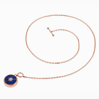 18KT Rose Gold Vermeil Round Lapis Lazuli Toggle Clasp Necklace - Inner Sun Side View