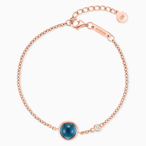 18KT Rose Gold Vermeil Round London Blue Topaz Spinner Bracelet - Revolve Front View