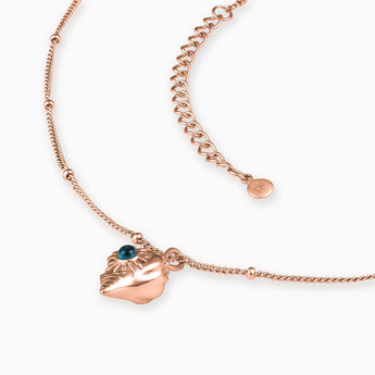 18KT Rose Gold Vermeil Round London Blue Topaz Sun Conch Necklace - Tidal Glow Side View