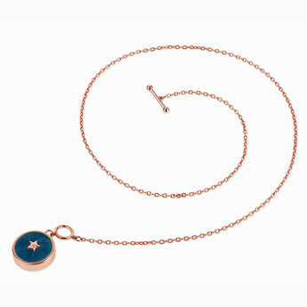 18KT Rose Gold Vermeil Round London Blue Topaz Toggle Clasp Necklace - Inner Star Side View