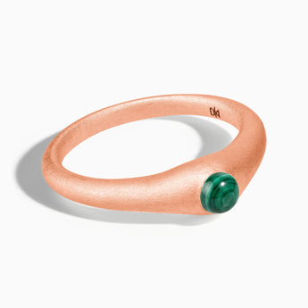 18KT Rose Gold Vermeil Round Malachite Sandblasted Dome Ring - Morning Frost Front View