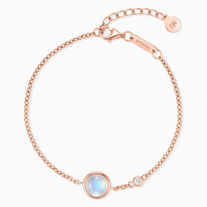 18KT Rose Gold Vermeil Round Moonstone Spinner Bracelet - Revolve Front View