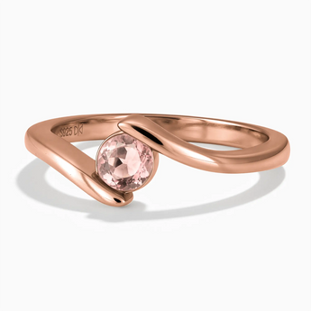 18KT Rose Gold Vermeil Round Morganite Bypass Ring - Soft Haven Front View