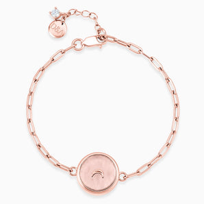 18KT Rose Gold Vermeil Round Morganite Paperclip Bracelet - Solo Moon Front View