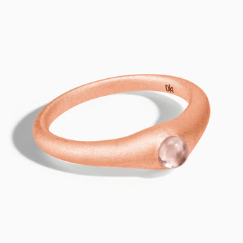 18KT Rose Gold Vermeil Round Morganite Sandblasted Dome Ring - Morning Frost Front View