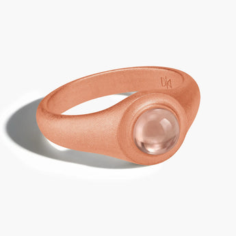 18KT Rose Gold Vermeil Round Morganite Sandblasted Ring - Matte Sculpt Front View