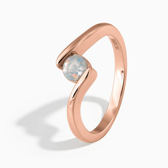 18KT Rose Gold Vermeil Round Opal Bypass Ring - Soft Haven Side View