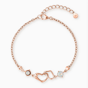 18KT Rose Gold Vermeil Round Opal Heart Infinity Bracelet - Evermore Front View