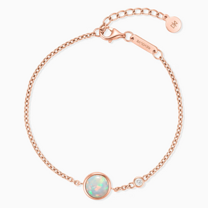 18KT Rose Gold Vermeil Round Opal Spinner Bracelet - Revolve Front View