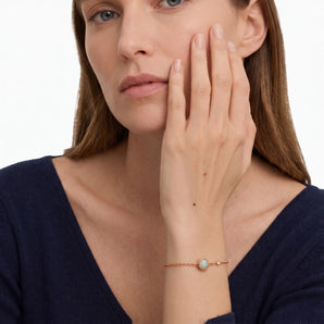 18KT Rose Gold Vermeil Round Opal Spinner Bracelet - Revolve Model Shot