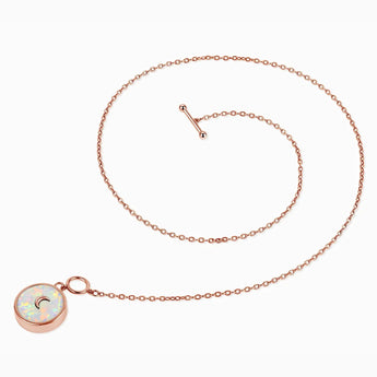 18KT Rose Gold Vermeil Round Opal Toggle Clasp Necklace - Inner Moon Side View