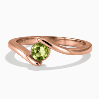 18KT Rose Gold Vermeil Round Peridot Bypass Ring - Soft Haven Front View