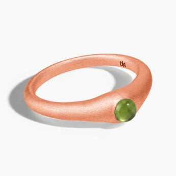 18KT Rose Gold Vermeil Round Peridot Sandblasted Dome Ring - Morning Frost Front View