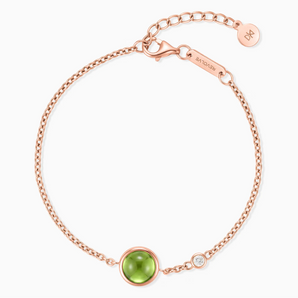 18KT Rose Gold Vermeil Round Peridot Spinner Bracelet - Revolve Front View