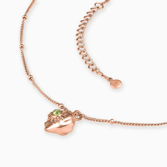 18KT Rose Gold Vermeil Round Peridot Sun Conch Necklace - Tidal Glow Side View