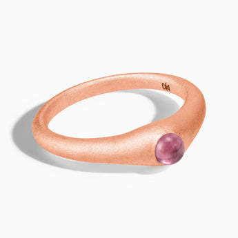 18KT Rose Gold Vermeil Round Pink Tourmaline Sandblasted Dome Ring - Morning Frost Front View