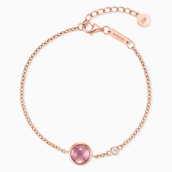 18KT Rose Gold Vermeil Round Pink Tourmaline Spinner Bracelet - Revolve Front View