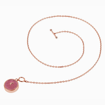18KT Rose Gold Vermeil Round Pink Tourmaline Toggle Clasp Necklace - Inner Moon Side View