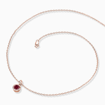 18KT Rose Gold Vermeil Round Ruby Bezel Necklace - Elara Side View