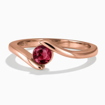18KT Rose Gold Vermeil Round Ruby Bypass Ring - Soft Haven Front View