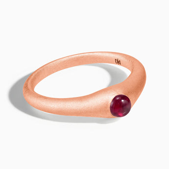 18KT Rose Gold Vermeil Round Ruby Sandblasted Dome Ring - Morning Frost Front View