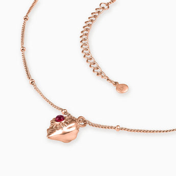 18KT Rose Gold Vermeil Round Ruby Sun Conch Necklace - Tidal Glow Side View