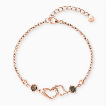 18KT Rose Gold Vermeil Round Smoky Quartz Heart Infinity Bracelet - Evermore Front View