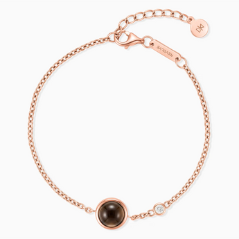 18KT Rose Gold Vermeil Round Smoky Quartz Spinner Bracelet - Revolve Front View