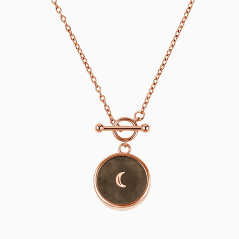 18KT Rose Gold Vermeil Round Smoky Quartz Toggle Clasp Necklace - Inner Moon Front View