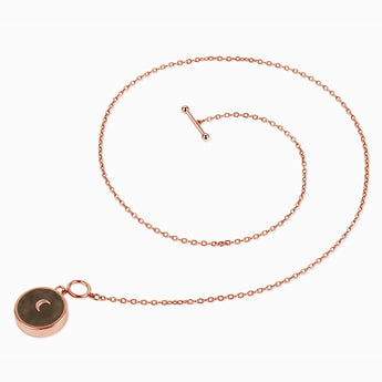 18KT Rose Gold Vermeil Round Smoky Quartz Toggle Clasp Necklace - Inner Moon Side View