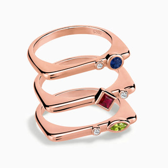18KT Rose Gold Vermeil Royal Hue Stacking Ring Set - Celeste Stories Front View
