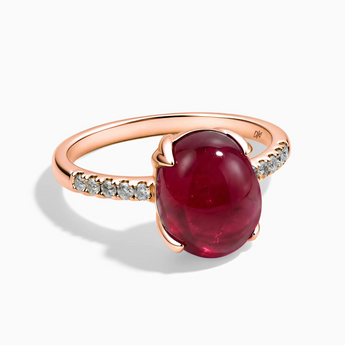 18KT Rose Gold Vermeil Ruby Cabochon Ring - Minimal Spiritual Front View