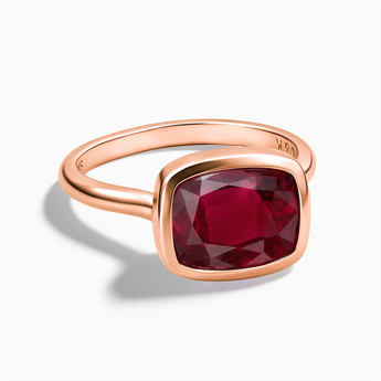 18KT Rose Gold Vermeil Ruby Cushion Ring - Pure Hush Front View