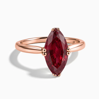 18KT Rose Gold Vermeil Ruby Marquise Ring - Silent Glow Front View