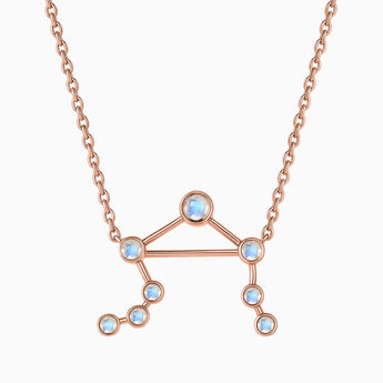 18KT Rose Gold Vermeil Sagittarius Zodiac Constellation Necklace - Moonstone Front View