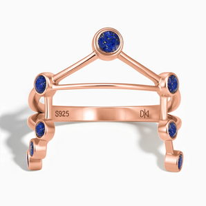 18KT Rose Gold Vermeil Sagittarius Zodiac Constellation Ring - Lapis Lazuli Front View