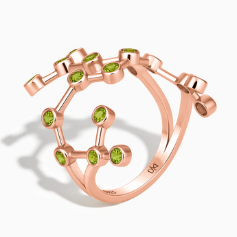 18KT Rose Gold Vermeil Sagittarius Zodiac Constellation Ring - Peridot Side View