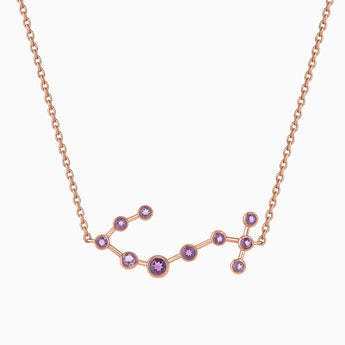 18KT Rose Gold Vermeil Scorpio Zodiac Constellation Necklace - Amethyst Front View