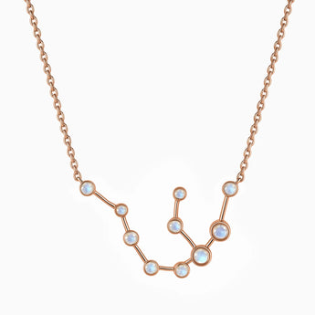 18KT Rose Gold Vermeil Scorpio Zodiac Constellation Necklace - Moonstone Front View