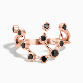 18KT Rose Gold Vermeil Scorpio Zodiac Constellation Ring - Black Onyx Front View