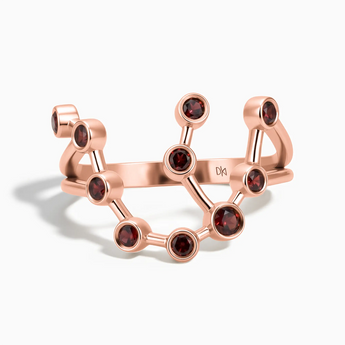 18KT Rose Gold Vermeil Scorpio Zodiac Constellation Ring - Garnet Front View