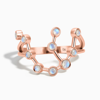 18KT Rose Gold Vermeil Scorpio Zodiac Constellation Ring - Moonstone Front View