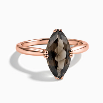 18KT Rose Gold Vermeil Smoky Quartz Marquise Ring - Silent Glow Front View