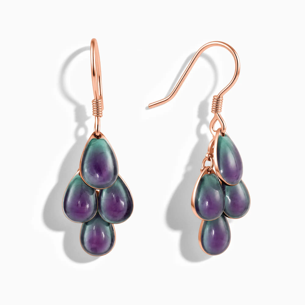 18KT Rose Gold Vermeil Teardrop Alexandrite Dangle Earrings - Petal Rain Front View