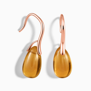 18KT Rose Gold Vermeil Teardrop Citrine Dangle Earrings - Dew Arc Front View