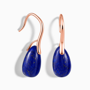 18KT Rose Gold Vermeil Teardrop Lapis Lazuli Dangle Earrings - Dew Arc Front View