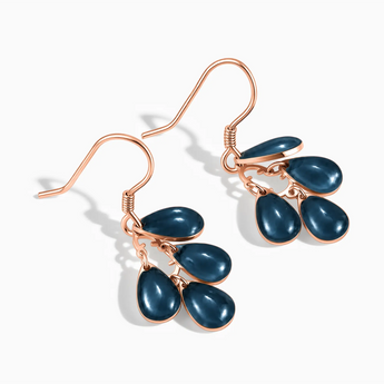 18KT Rose Gold Vermeil Teardrop London Blue Topaz Dangle Earrings - Petal Rain Side View