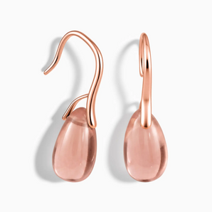 18KT Rose Gold Vermeil Teardrop Morganite Dangle Earrings - Dew Arc Front View