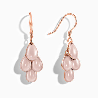 18KT Rose Gold Vermeil Teardrop Morganite Dangle Earrings - Petal Rain Front View