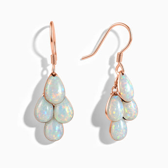 18KT Rose Gold Vermeil Teardrop Opal Dangle Earrings - Petal Rain Front View